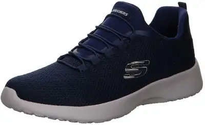 Zapatillas deportivas Skechers sin cordones Dynamight para hombre, vistas en ángulo lateral, con diseño deportivo y suela amortiguada para entrenamiento.