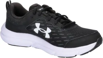 Zapatillas Under Armour UA Charged Assert 10 para hombre, vistas en ángulo lateral, con diseño deportivo y detalles de amortiguación