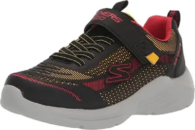 Skechers Hyper-Blitz, sneakers para niños en color negro con detalles en azul y suela blanca