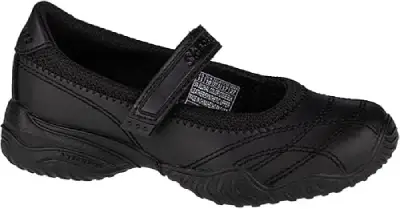 Skechers Velocity Pouty, merceditas para mujer en color negro con detalles en gris y suela blanca