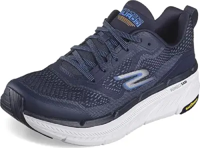 Zapatillas Skechers Max Cushion Go Run para hombre con suela Goodyear, diseñadas para ofrecer máxima amortiguación y soporte, ideales para correr y actividades deportivas.